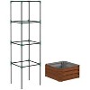 Vince24"x24"x11.75"Galvanized Raised Garden Bed with Trellis Tomato Cage, Planter Stand Box with Open Bottom, Patio Outdoor Furniture - The Pop Home - 3 of 4