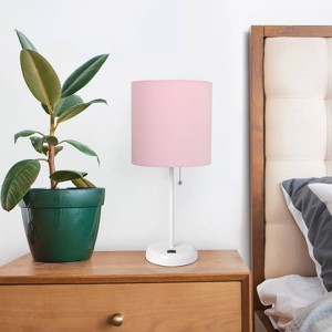 Creekwood Home Oslo 19.5" USB Port Feature Metal Table Desk Lamp in White with Feit LED (Includes LED Light Bulb) Light Pink - 1 of 4