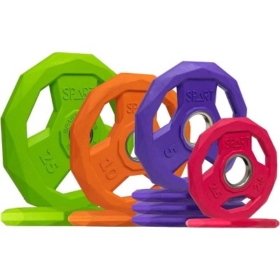 Color Weight Plate 2-Inch Rubber Coated Plate for Barbell, Solid Cast Iron Weight Plates for Strength Training, Weightlifting, Crossfit, Home Gym