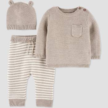 Carter's Just One You® Baby 3pc Sweater Top & Bottom Set - Heather Oatmeal