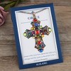 Anna-Kaci Colorful Stained Glass Rhinestone Cross Pendant Necklace Gift Message Card & Envelope Faith Jewelry Gifts - 3 of 4