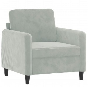 vidaXL Sofa Chair Upholstered Single Sofa Armchair for Living Room Velvet - Light Gray 23.6" - 1 of 4