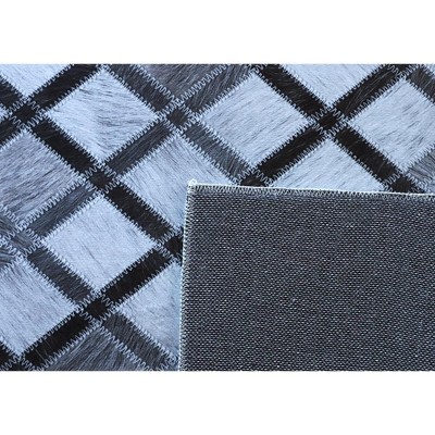 All Squared Away 5' x 8' Gray Faux Cowhide Geometric Area Rug