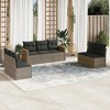 vidaXL 7 Piece Patio Sofa Set with Cushions Gray Poly Rattan - Without Table - 2 of 4