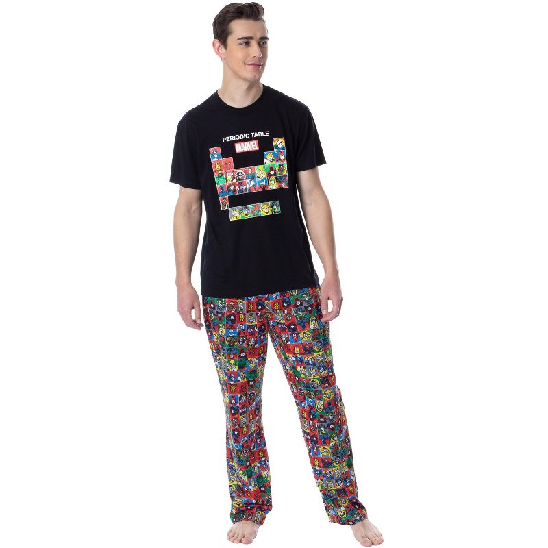 Marvel Comics Mens' Character Periodic Table Classic Sleep Pajama Set Multicolored, 1 of 6