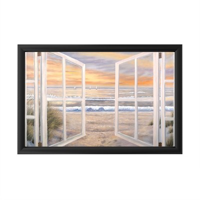 Trademark Fine Art - Joval 'Elongated Window On Canvas' - Backlit LED Lightbox with Metal Frame - Ready to Hang with Anti-Glare Acrylic Cover