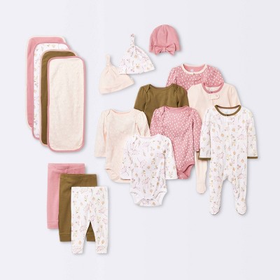 Image of Baby 4pk Prairie Floral Bundle Set - Cloud Island™ Pink 3-6M