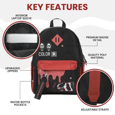Scream Ghostface Masks & Blood Drip Adult 16.5" Black Backpack — фото 2