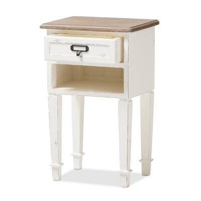Dauphine Oak and White Wash Nightstand with Shelf