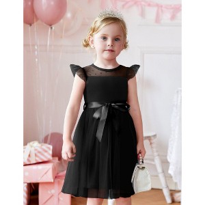 Arshiner Toddler Girls Tutu Dress Summer Contrast Mesh Party Dresses Cute  Princess Tulle Sundress with Belt 2-8Y Black 5-6 Years : Target