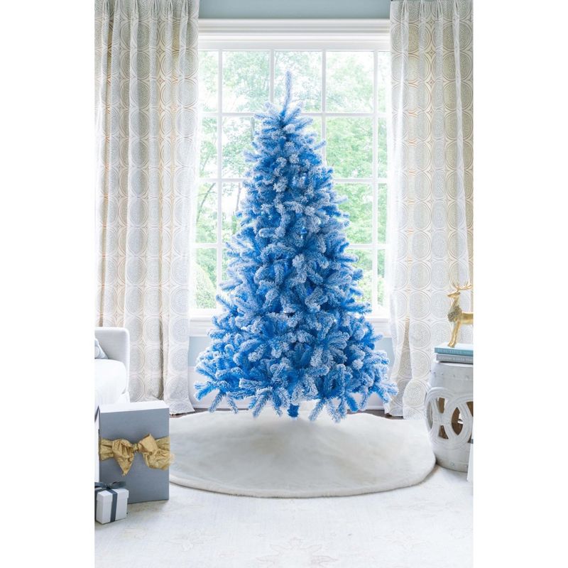King of Christmas Duchess Blue Flock Artificial Christmas Tree, 2 of 7
