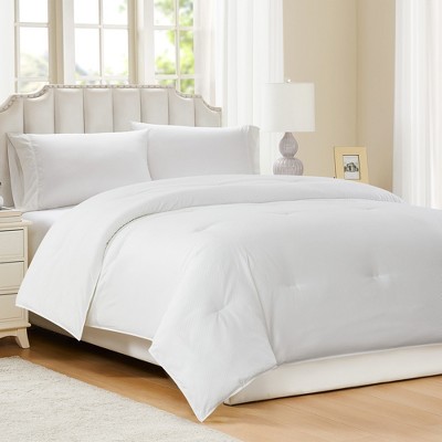 Modern Threads Embossed White Checks Down Alternative Comforter.