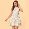 Allegra K Women's Regular Fit Floral A-line Smocked Waist Tiered Ruffled Chiffon Mini Dress - 3 of 4