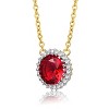 Guili Sterling Silver Two-Tone Necklace with Gold Link Chain and Round CZ in Green, Blue, or Red—Stylish and Perfect for Any Occasion. - 2 of 2