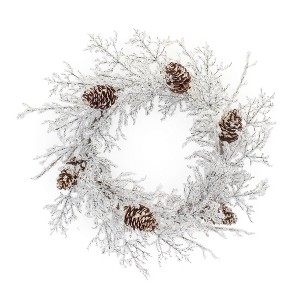 Melrose Iced Twig Pinecone Wreath 24"D - 1 of 2