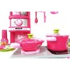 JuzToys Deluxe Kids Pretend Play Kitchen Set – Realistic Pretend Kitchen Appliances Playset with Sound & Light, Cooking Set for Play Food Toys – Pink - 2 of 4
