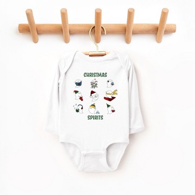 The Juniper Shop Christmas Spirits Green Words Baby Long Sleeve Bodysuit - 18 Month - White