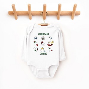 The Juniper Shop Christmas Spirits Green Words Baby Long Sleeve Bodysuit - 18 Month - White - 1 of 3