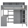 Whisen Wood Twin Size Loft bed with Multiple Storage Shelves and Wardrobe - 3 of 4