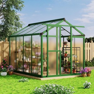 Walk-In Greenhouse for Outdoors, Large Aluminum Frame with Sealed Card Slot Polycarbonate Panels & Roof Vent Ideal for Garden Backyard - 1 of 4