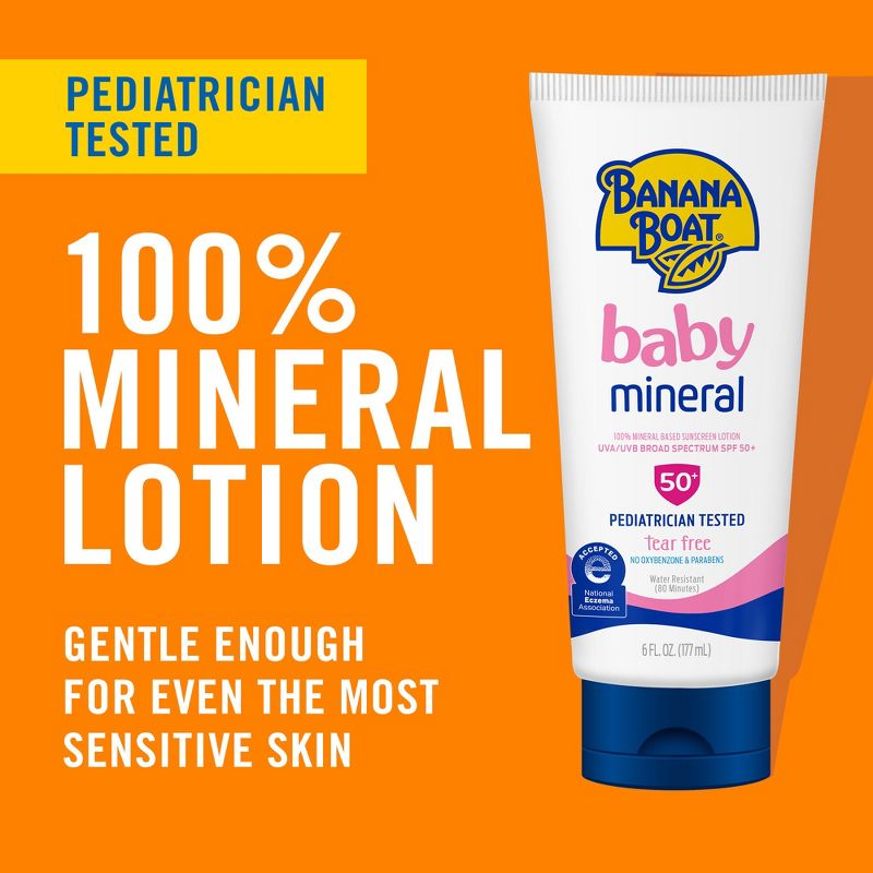 Banana Boat 100% Mineral Baby Sunscreen Lotion - SPF 50+ - 6 fl oz, 4 of 10