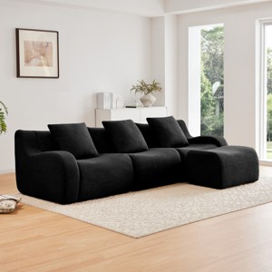 115" Modular Teddy Sectional Sofa with Curved Armrest & Deep Seat, 3 Seater Cloud Couch for Living Room, No Assembly-3irtyhousy - 1 of 4