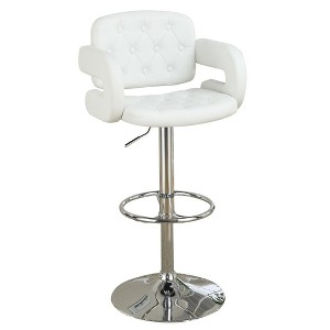 Poundex,Adjustable Height & Swivel Barstool in Faux Leather - 1 of 4