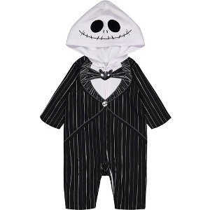 Disney Nightmare Before Christmas Jack Skellington Zip Up Coverall Newborn to Little Kid - 1 of 4