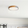 Dewdrop Modern LED Flush Mount Ceiling Light 1-Light with Wood Accent, Round Fixture - 2 of 4