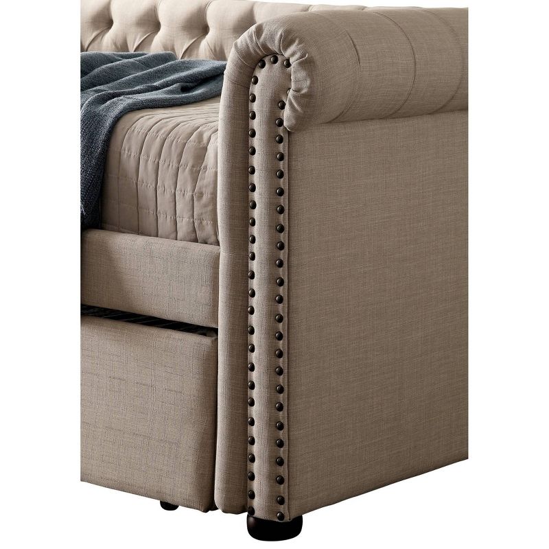 Melly Tufted Upholstered Queen Daybed with Twin Trundle Beige - HOMES: Inside + Out, 4 of 7