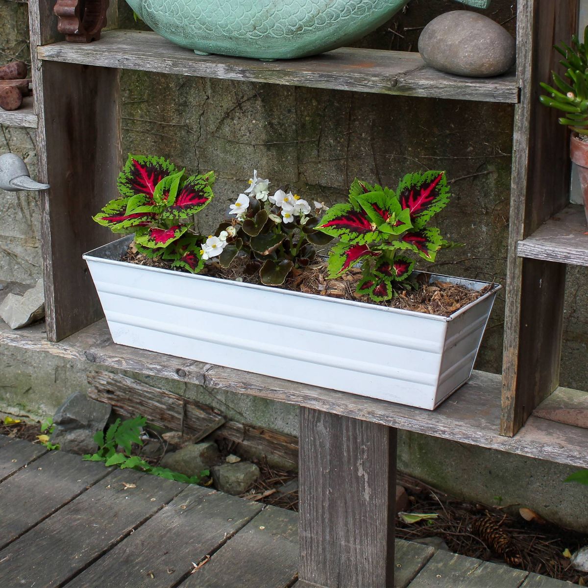 ACHLA Designs Small Cape Cod Rectangular Galvanized Steel Outdoor Planter Box White 22"x6" - thumbnail 4