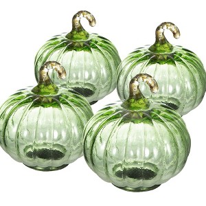 Whisen Set of 8, 4x4x5" Glass Pumpkin, Pumpkin Ornament Decor for Harvest Festival Fall Festival, Thanksgiving - 1 of 4