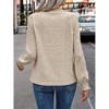 Women's Frill Mock Neck Flounce Long Sleeve Blouse Crew Neck Shirt Top - 3 of 3