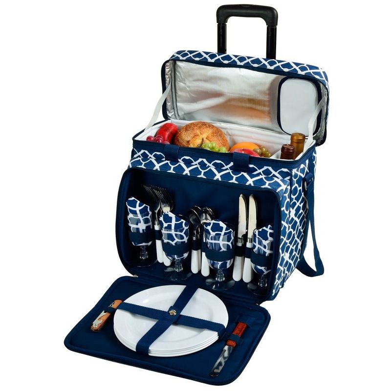Picnic at Ascot Equipped Picnic Cooler with Service for 4 on Wheels, 1 of 5