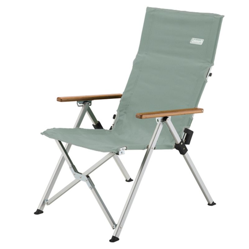 Coleman Living Collection Polyester Sling Chair for Patio and Garden with Polyester Grip, Aluminum Frame, and Natural Wood Armrests, Green, 2 of 7