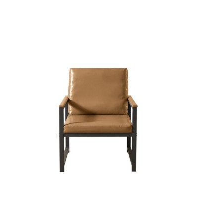 GlasFlength Accent Chairs Modern Tech Fabric Armchair with Padded Armrests Simple Design for Living Room Office, Brown, 29.13"*27.95"*36.22"