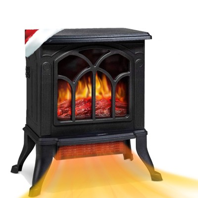 SKONYON 3D Flame Electric Fireplace Heater Infrared Space Warmer Black