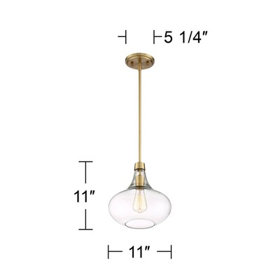 Antique Brass Elegance Mini Pendant Light with Clear Glass Shade