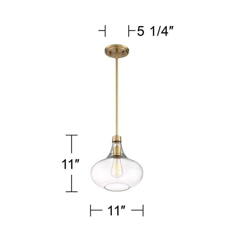Possini Euro Design Asni Brass Mini Pendant Light 11" Wide Modern Clear Art Glass for Dining Room House Foyer Kitchen Island Entryway Bedroom Home, 4 of 8