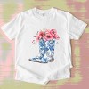 Simply Sage Market Cowboy Boots Floral Garment Dyed Tee - 3 of 4