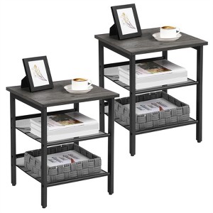 Nightstand,  Side Tables, End Tables with Adjustable Mesh Shelves - 1 of 4