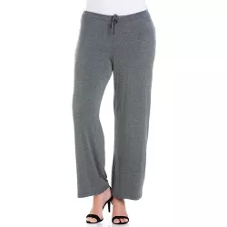 24seven Comfort Apparel Women's Plus Comfortable Stretch Draw String Pants-Smoke-3X