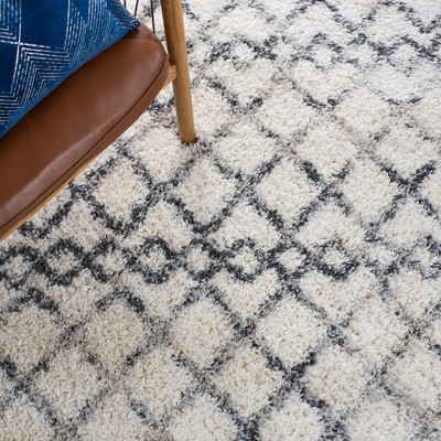 Fontana Gray and Ivory Shag Runner Rug 2'3" x 6'