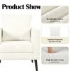 CAVINAS Modern Fabric Accent Chair, Upholstered Armchair with Pillow and Wooden Legs for Living Room, Bedroom, Reception Room - 3 of 4