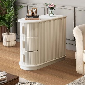 Kumasinova 23.62"Nightstand with 3 Drawers,Modern Semi-oval Side Table with Wood Frame,End Table for Bedroom,Living Room - 1 of 4