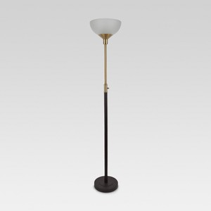 Torchiere Mixed Metal Floor Lamp Black Lamp Only - Threshold