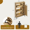 Rattan Shoe Storage Cabinet with 3 Flip Drawers, Shoe Cabinet Freestanding Shoe Organizer Cabinet with Adjustable Shelves, Shoe Cabinet Storage - 4 of 4