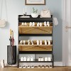Shoe Organizer Cabinet with 2 Drawers - Freestanding Narrow Design for Entryway - Hidden Storage with Metal Legs - 3 of 4