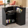 PAKASEPT L-Shaped Reception Desk with Lights and Glass Display Shelf, Front Desk with Drawer and Cabinet, Counter Table, Black - 2 of 4