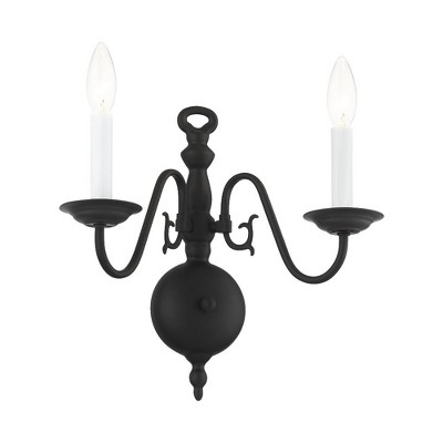 Williamsburgh Black Steel 2-Light Colonial Wall Sconce